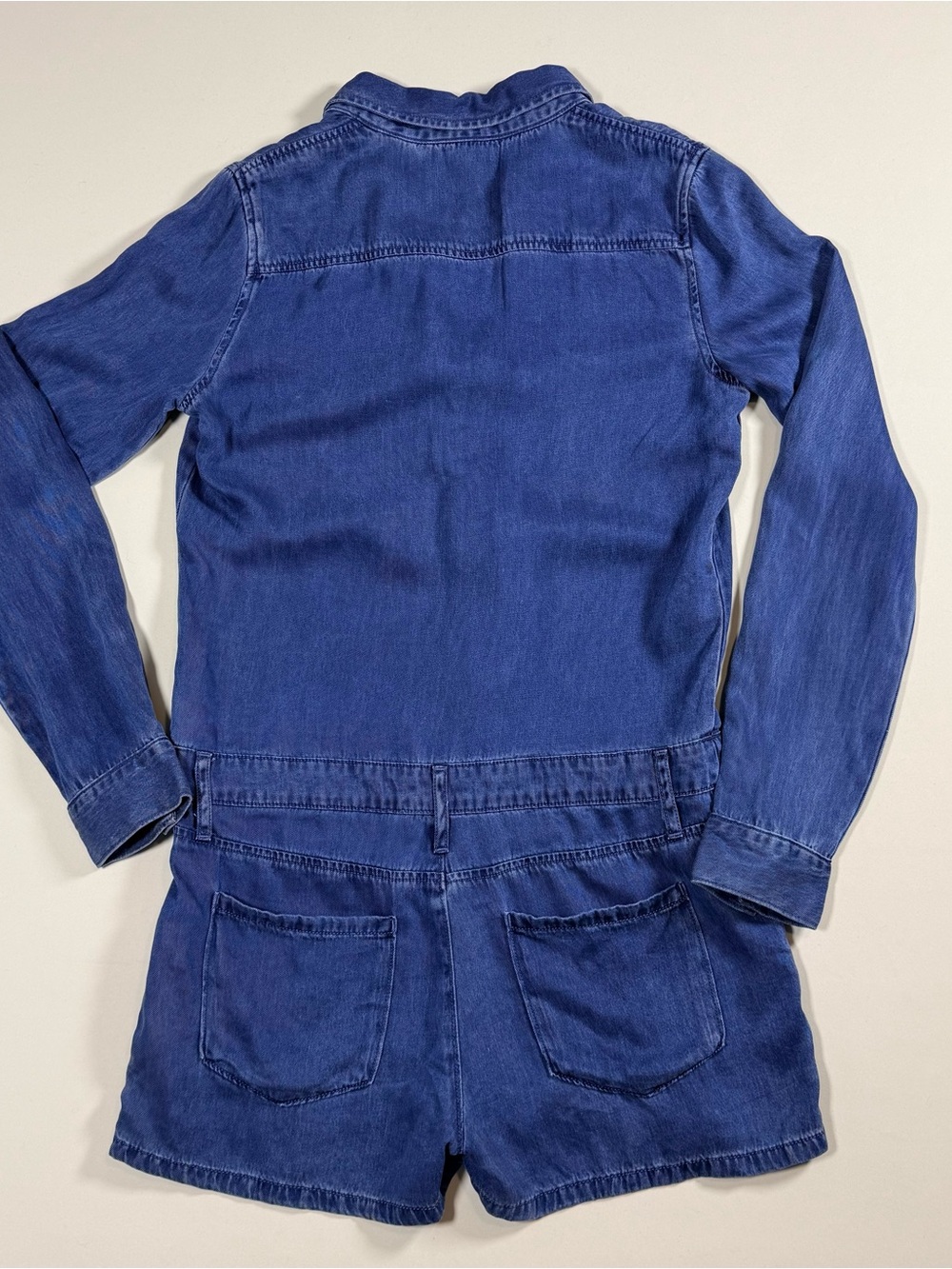 NWT PAIGE Blue Denim Arley Lace Up Long Sleeve Romper Size S - Picture 3 of 11